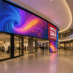 pantalla LED flexible en centro comercial México