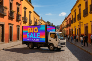 camión con pantalla LED en zona turística México