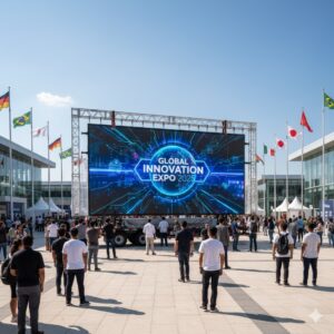 pantalla LED móvil en exposición internacional