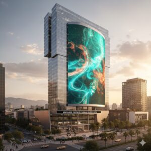 pantalla LED gigante en fachada de edificio en México