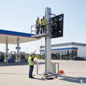 instalación pantalla led exterior gasolinera