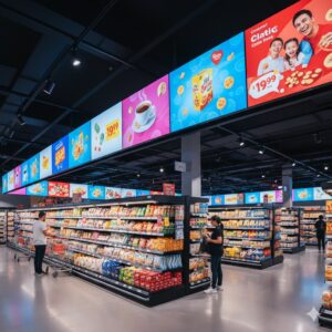 pantallas LED interiores en supermercado