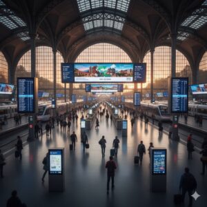 pantallas LED informativas en estación de tren