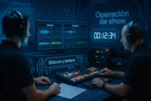 equipo técnico en backstage