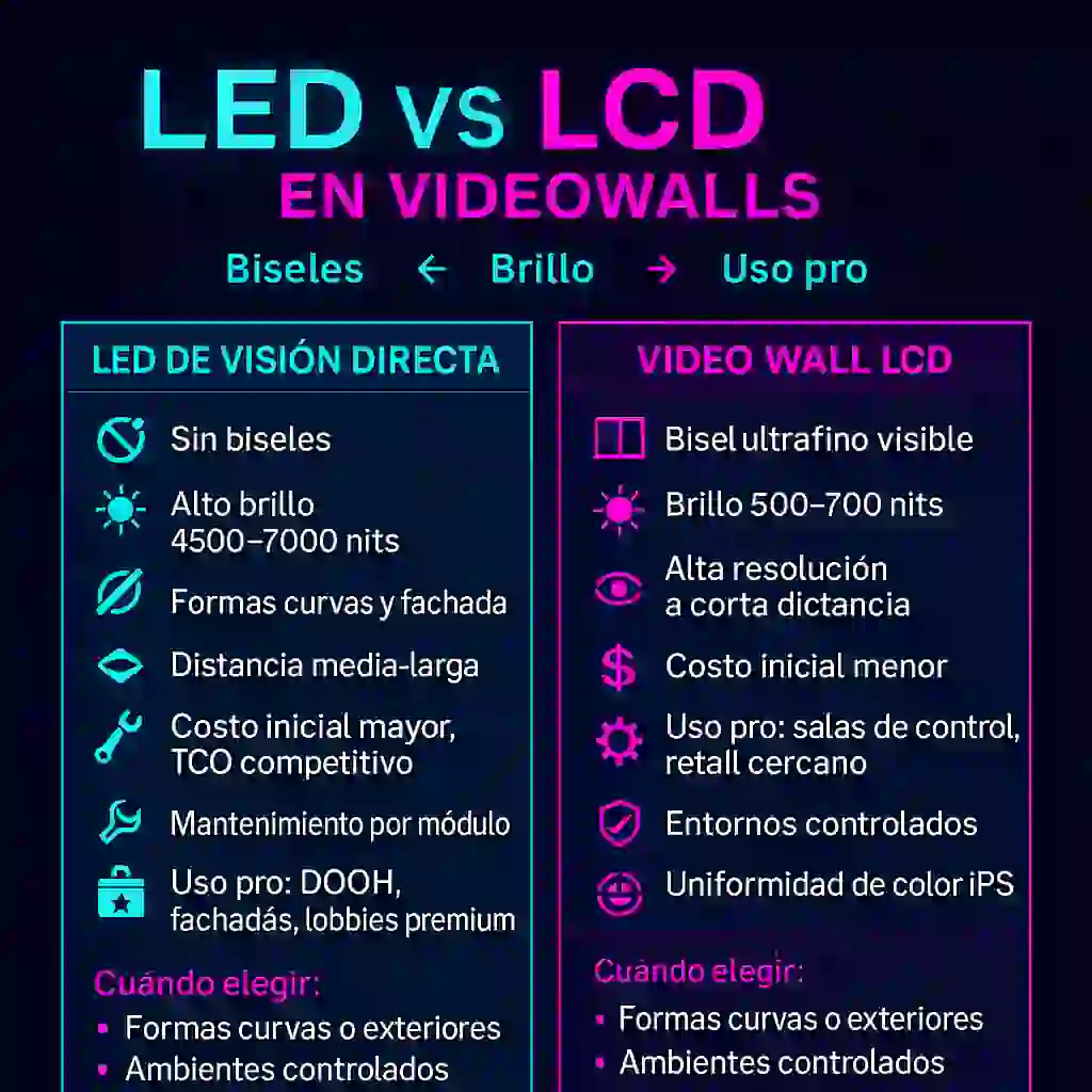 comparación de video wall LED vs LCD