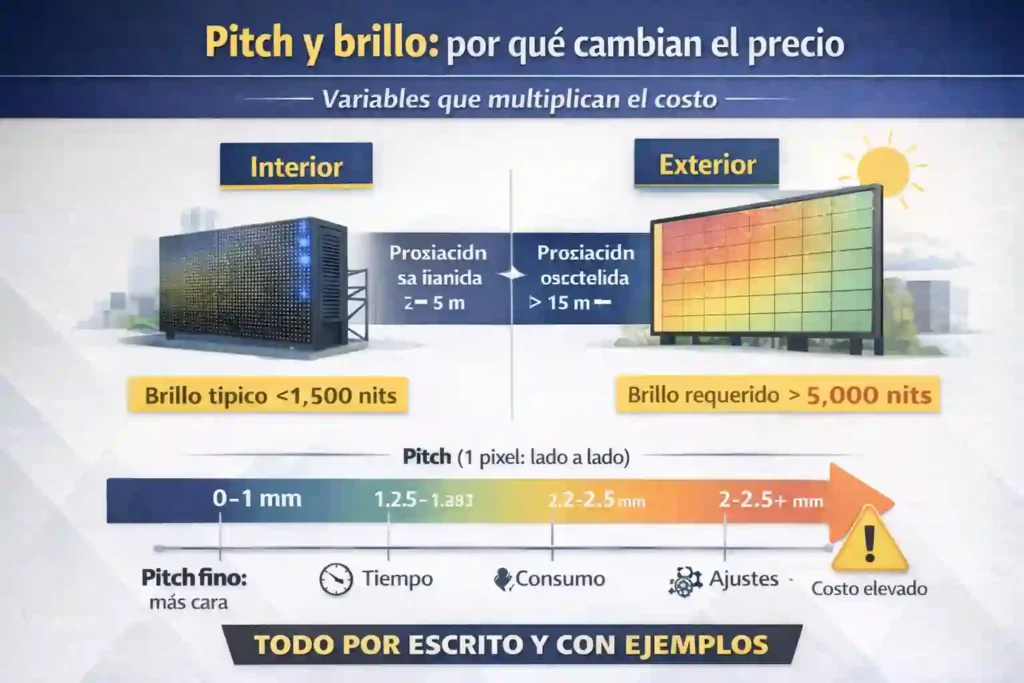 cotización de pantallas LED gigantes para empresas por pitch y brillo