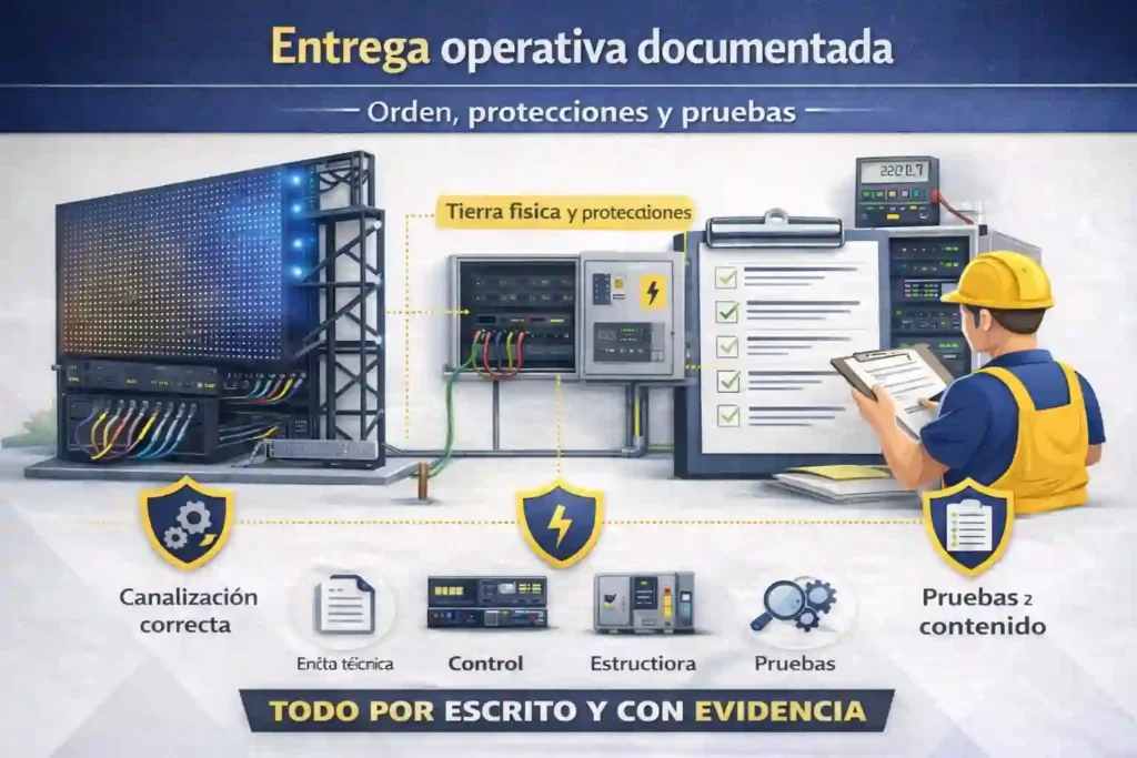 instalación profesional de pantalla LED