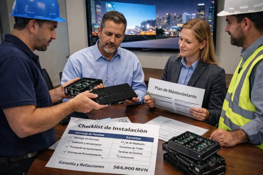 cómo elegir un proveedor de pantallas LED gigantes en México revisando garantía, refacciones y posventa