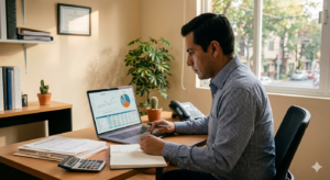 empresario analizando inversion pantalla LED negocio pequeno Mexico