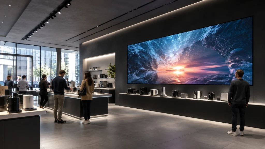 pantalla LED interior para tienda, showroom o centro comercial