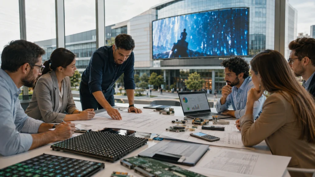 inversión real de una pantalla LED gigante para centro comercial